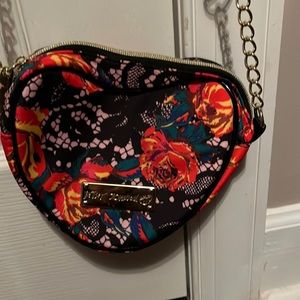 Betsey Johnson heart shaped floral print Crossbody purse